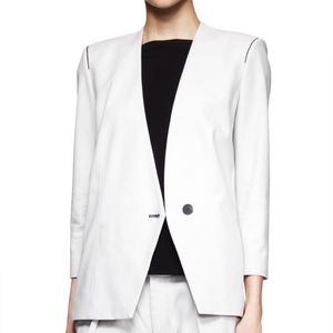 Helmut Lang Ark Peak-Front White Suiting Blazer 